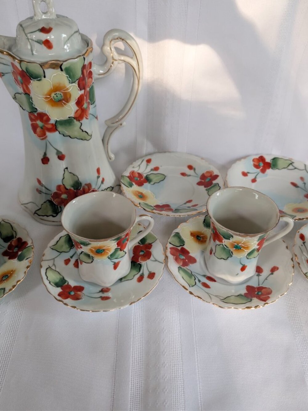 Gorgeous Antique Nippon TE-OH Tea Set Hand Painted Floral Design - Picture 12 of 14